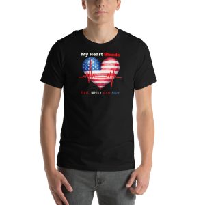 Patriotic Heart Shirt – My Heart Bleeds Red, White & Blue