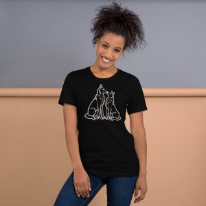 Two Wolves in Love – Minimalist Outline T-Shirt