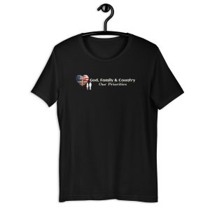 God, Family & Country – Minimalist Faith & Patriotic Tee