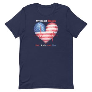 Patriotic Heart Shirt – My Heart Bleeds Red, White & Blue